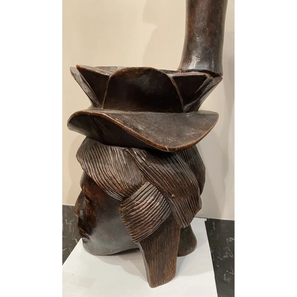 Vintage Native American Totem Pole Collection Hand Carved Bowl Solid Wood 26.5
